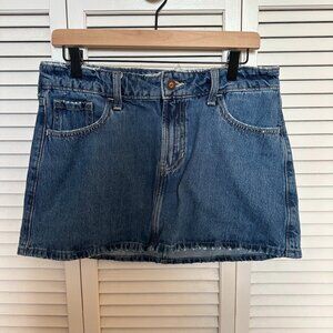 Hollister Y2K Denim Mini Skirt W29 • Low Rise 2000s Stretch Jean Skirt Vintage